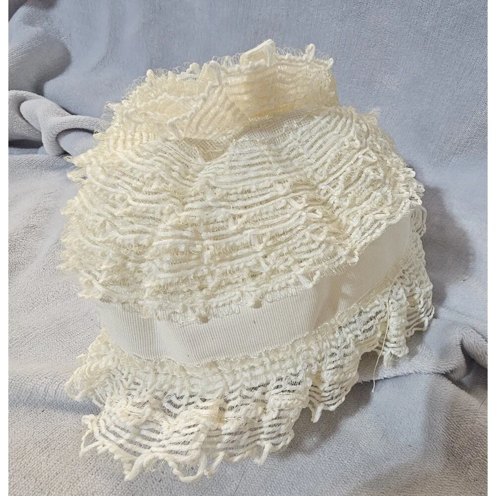 Vintage Baby Bonnet Lace Trim Ivory Christening Special Occasion